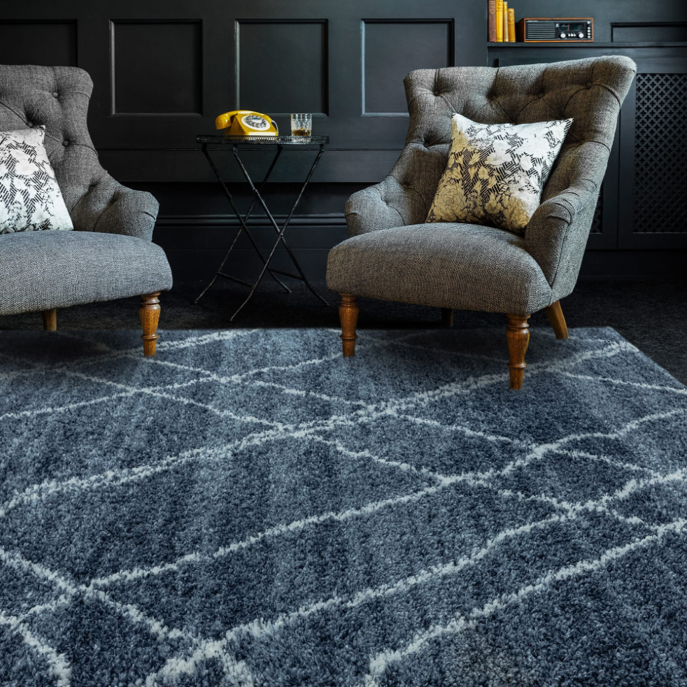 ALTO BLUE CREAM MOROCCAN SHAGGY RUG AL01 ASL80 X150 AB CMSRAL01 ESSENTIALS ASIATICLONDON RUGS