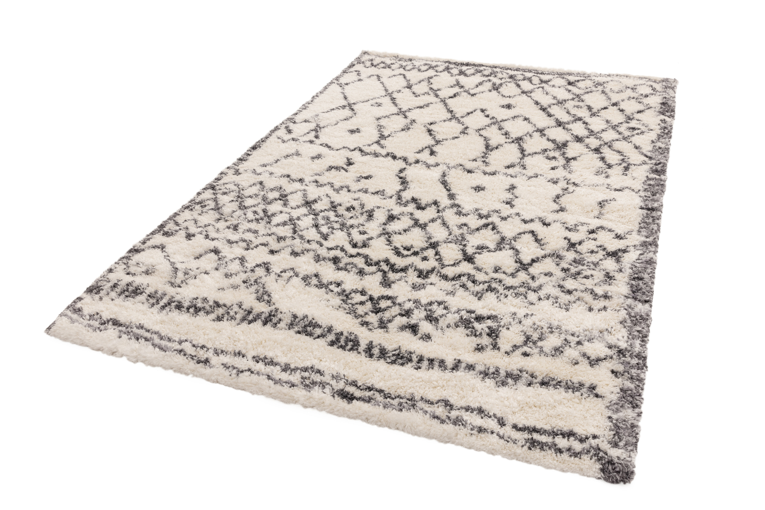 ALTO CREAM GREY MOROCCAN SHAGGY RUG AL04 ASL160 X230 AC GMSRAL04 ESSENTIALS ASIATICLONDON RUGS