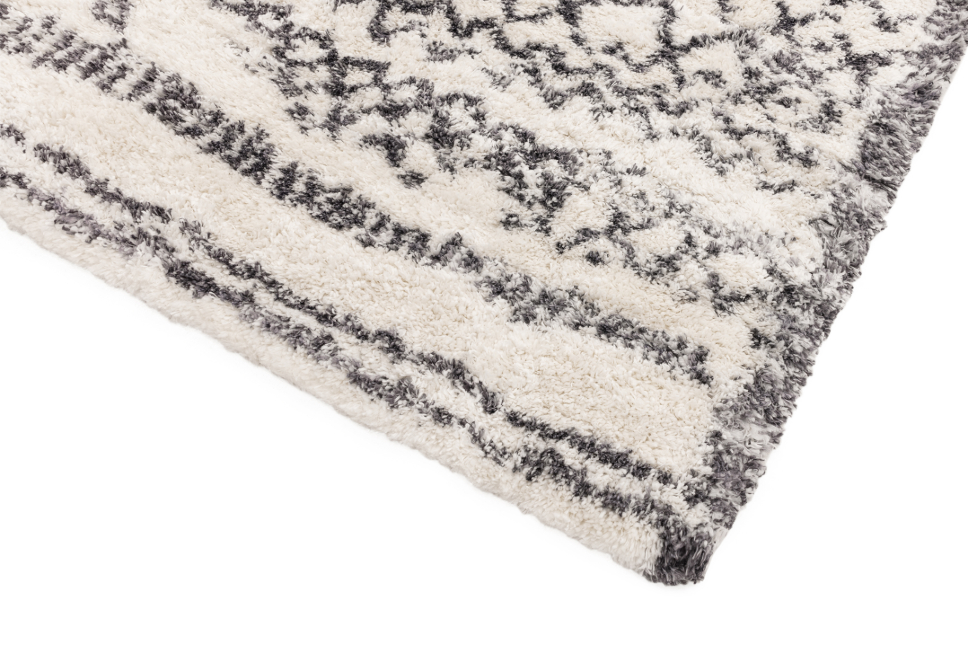 ALTO CREAM GREY MOROCCAN SHAGGY RUG AL04 ASL240 X340 AC GMSRAL04 ESSENTIALS ASIATICLONDON RUGS