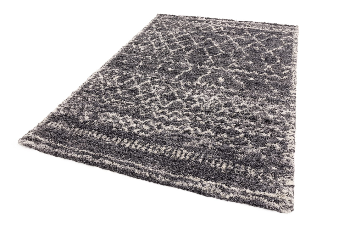 ALTO GREY CREAM MOROCCAN SHAGGY RUG AL05 ASL160 X230 AGCMSRAL05 ESSENTIALS ASIATICLONDON RUGS