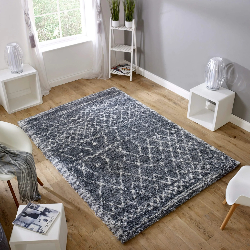 ALTO GREY CREAM MOROCCAN SHAGGY RUG AL05 ASL80 X150 AGCMSRAL05 ESSENTIALS ASIATICLONDON RUGS