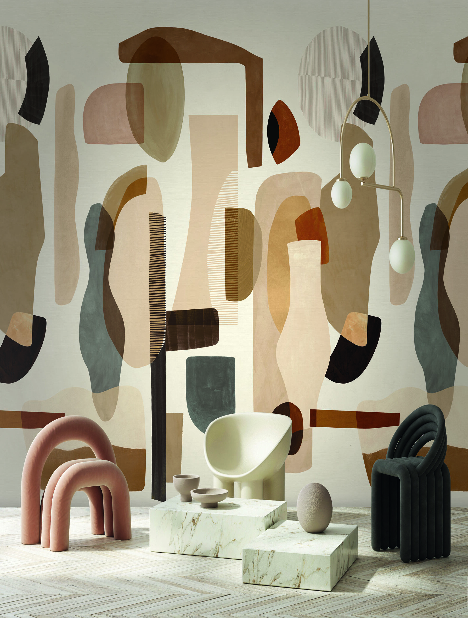 mock up poster frame in modern interior background, Art Deco style, 3D render